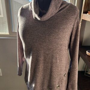 Cozy Cowl Neck Sweater - Brown